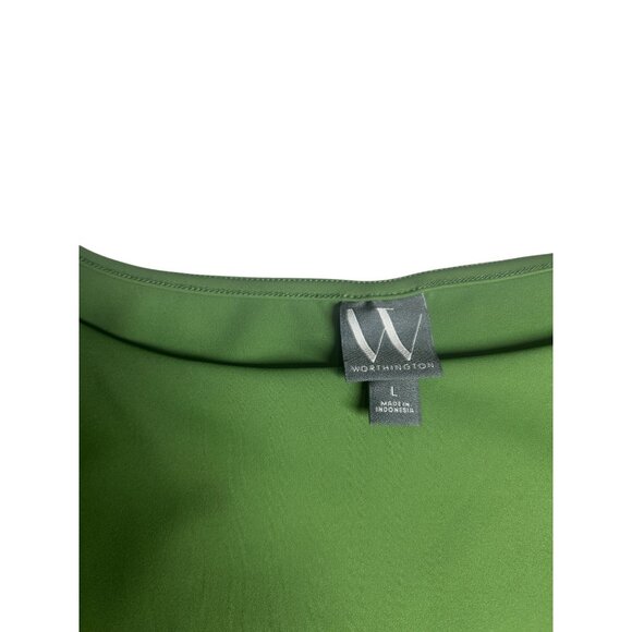 Worthington Blouse Women's Large Green Nylon‎ Spandex Short Sleeve Top NEW - Picture 7 of 8
